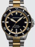 Emporio Armani Sea Explorer Black Dial Two Tone Steel Strap Watch for Men - AR60089 Authentic Buy Shop Now