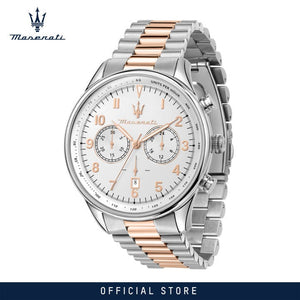 Maserati Tradizione Chronograph White Dial Two Tone Steel Strap Watch for Men - R8873646002 Authentic Buy Shop Now