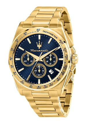 Maserati Velocità Chronograph Blue Dial Gold Steel Strap Watch for Men - R8873652002 Authentic Buy Shop Now