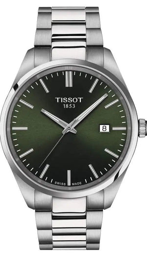 Tissot PR 100 Green Dial Silver Steel Strap Watch for Men - T150.410.11.091.00 Authentic Buy Shop Now