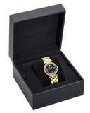 Versace Reve Analog Black Dial Gold Steel Strap Watch for Women - VE8B00624 Authentic Buy Shop Now
