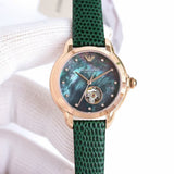 Emporio Armani Mia Meccanico Mother of Pearl Dial Green Leather Strap Watch for Women - AR60073 Authentic Buy Shop Now