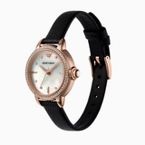 Emporio Armani Mia Mother of Pearl Dial Black Leather Strap Watch for Women - AR11598 Authentic Buy Shop Now
