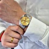 Seiko 5 Sports Automatic Gold Dial Silver Steel Strap Watch for Men - SRPL59K1 Authentic Buy Shop Now