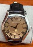 Emporio Armani Classic Beige Dial Brown Leather Strap Watch for Men - AR0645 Authentic Buy Shop Now