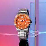Citizen Mechanical Automatic Orange Dial Silver Steel Strap Watch for Men - NJ0128-80X Authentic Buy Shop Now