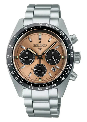 Seiko Solar Prospex Diver Speedtimer Chronograph Limited Edition Brown Dial Silver Steel Strap Watch for Men - SSC951 Authentic Buy Shop Now