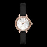 Emporio Armani Mia Mother of Pearl Dial Black Leather Strap Watch for Women - AR11598 Authentic Buy Shop Now