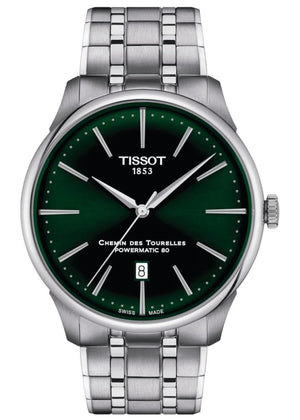 Tissot Chemin des Tourelles Powermatic 80 Green Dial Silver Steel Strap Watch for Men - T139.407.11.091.00 Authentic Buy Shop Now