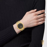 Versace V-Code Quartz Black Dial Gold Steel Strap Watch for Women - VE8I00724 Authentic Buy Shop Now