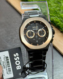 Hugo Boss Taper Chronograph Black Dial Black Steel Strap Watch for Men - 1514090 Authentic Buy Shop Now