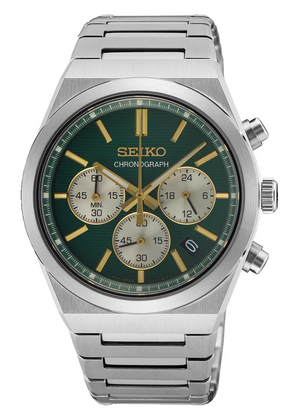 Seiko Sport Conceptual Chronograph Green Dial Silver Steel Strap Watch for Men - SSB461P1 Authentic Buy Shop Now