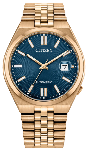 Citizen Tsuyosa 60 Automatic Blue Dial Rose Gold Steel Strap Watch for Men - NK0023-57L Authentic Buy Shop Now