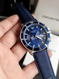 Emporio Armani World Explorer Chronograph Blue Dial Blue Nylon Strap Watch for Men - AR11588 Authentic Buy Shop Now
