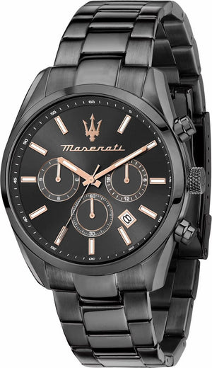 Maserati Attrazione Chronograph Black Dial Black Steel Strap Watch for Men - R8853151001 Authentic Buy Shop Now