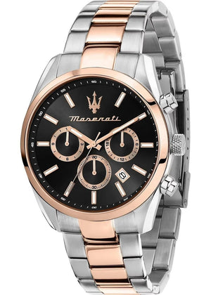 Maserati Attrazione Chronograph Black Dial Two Tone Steel Strap Watch for Men - R8853151002 Authentic Buy Shop Now