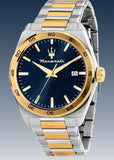 Maserati Velocità Date Blue Dial Two Tone Steel Strap Watch for Men - R8853152001 Authentic Buy Shop Now