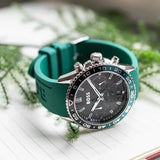 Hugo Boss Runner Chronograph Black Dial Green Silicone Strap Watch for Men - 1514246 Authentic Buy Shop Now