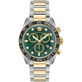 Versace Greca Dome Chronograph Green Dial Two Tone Steel Strap Watch for Men - VE6K00423 Authentic Buy Shop Now