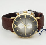 Emporio Armani Retro Chronograph Brown Dial Brown Leather Strap Watch for Men - AR1755 Authentic Buy Shop Now