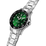 Maserati Competizione Green Dial Silver Steel Strap Watch for Men - R8853100038 Authentic Buy Shop Now