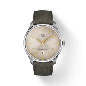 Tissot Chemin des Tourelles Automatic Powermatic 80 Ivory Dial Green Leather Strap Watch for Men - T139.407.16.261.00 Authentic Buy Shop Now