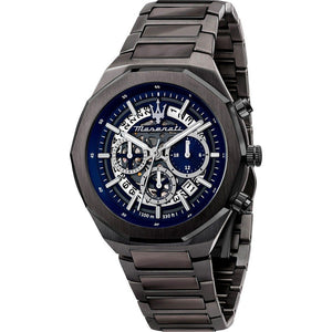 Maserati Stile Skeleton Chronograph Blue Dial Grey Steel Strap Watch for Men - R8873642012 Authentic Buy Shop Now