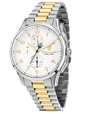 Maserati Sorpasso Chronograph White Dial Two Tone Steel Strap Watch for Men - R8873624003 Authentic Buy Shop Now