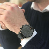 Hugo Boss Aeroliner Chronograph Black Dial Black Leather Strap Watch for Men - 1512567 Authentic Buy Shop Now
