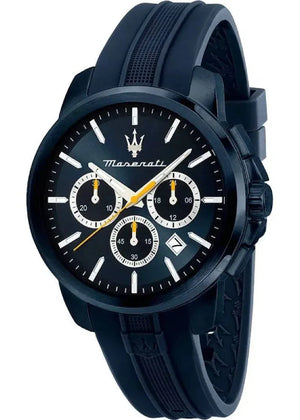 Maserati Successo Chronograph Blue Dial Blue Rubber Strap Watch for Men - R8871621044 Authentic Buy Shop Now