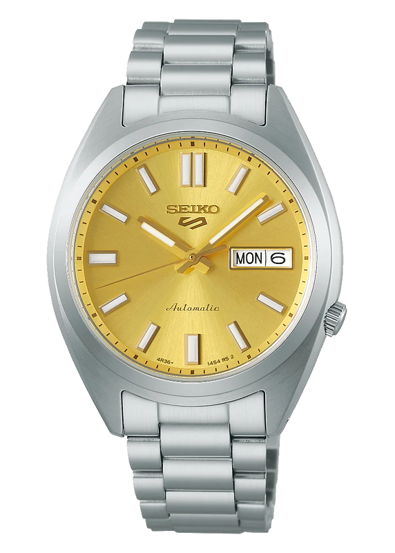 Seiko 5 Sports Automatic Gold Dial Silver Steel Strap Watch for Men - SRPL59K1 Authentic Buy Shop Now