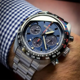 Seiko Prospex Speedtimer Solar Chronograph Blue Dial Silver Steel Strap Watch for Men - SSC815 Authentic Buy Shop Now