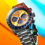 Seiko Prospex Solar Chronograph 1969 Re-interpretation Orange Dial Silver Steel Strap Watch for Men - SSC947 Authentic Buy Shop Now
