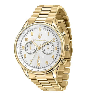Maserati Tradizione Chronograph White Dial Gold Steel Strap Watch for Men - R8873646003 Authentic Buy Shop Now