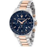 Maserati SFIDA Chronograph Blue Dial Two Tone Steel Strap Watch for Men - R8873640022 Authentic Buy Shop Now
