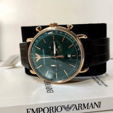 Emporio Armani Aviator Green Dial Brown Leather Strap Watch for Men - AR11334 Authentic Buy Shop Now