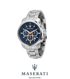 Maserati Successo Chronograph Blue Dial Silver Steel Strap Watch for Men - R8873621037 Authentic Buy Shop Now