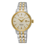 Seiko Presage Cocktail Time Automatic Diamonds White Dial Two Tone Steel Strap Watch for Women - SRE010J1 Authentic Buy Shop Now
