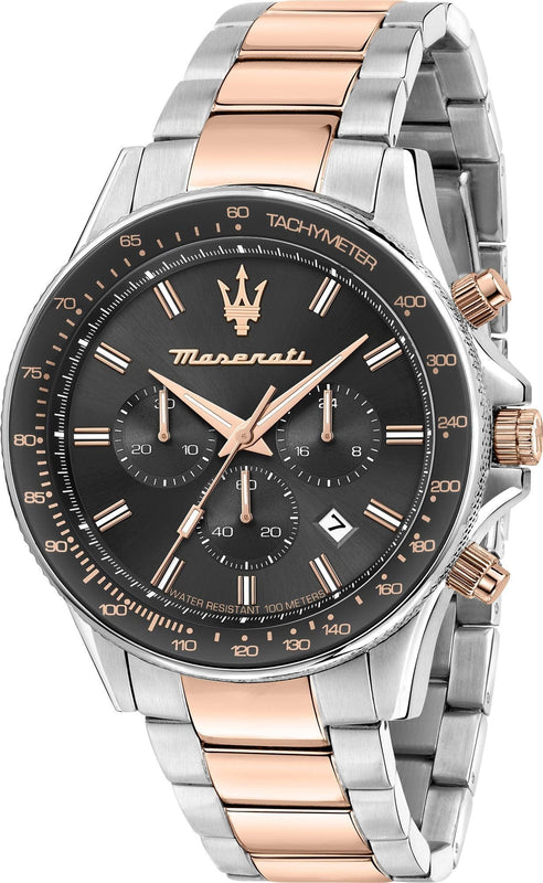 Maserati SFIDA Chronograph Grey Dial Two Tone Steel Strap Watch for Men - R8873640021 Authentic Buy Shop Now