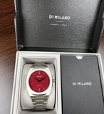 D1 Milano Ultra Thin Bordeaux Red Dial Silver Steel Strap Watch for Unisex - D1-UTBJ11 Authentic Buy Shop Now