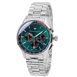 Maserati Sorpasso Chronograph Green Dial Silver Steel Strap Watch for Men - R8873624002 Authentic Buy Shop Now