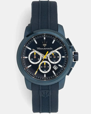 Maserati Successo Chronograph Blue Dial Blue Rubber Strap Watch for Men - R8871621044 Authentic Buy Shop Now