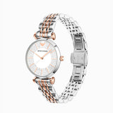 Emporio Armani Gianni T Bar Silver Dial Two Tone Steel Strap Watch for Women - AR11537 Authentic Buy Shop Now
