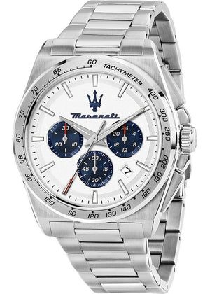 Maserati Velocità Chronograph White Dial Silver Steel Strap Watch for Men - R8873652007 Authentic Buy Shop Now