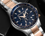 Maserati SFIDA Chronograph Blue Dial Two Tone Steel Strap Watch for Men - R8873640022 Authentic Buy Shop Now