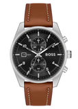 Hugo Boss Skytraveller Chronograph Black Dial Blue Leather Strap Watch for Men - 1514161 Authentic Buy Shop Now