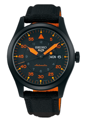 Seiko 5 Sports Flieger Pilot Automatic Black Dial Black Nylon Strap Watch for Men - SRPH33K1 Authentic Buy Shop Now