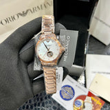 Emporio Armani Mia Meccanico Mother of Pearl Dial Rose Gold Steel Strap Watch for Women - AR60072 Authentic Buy Shop Now