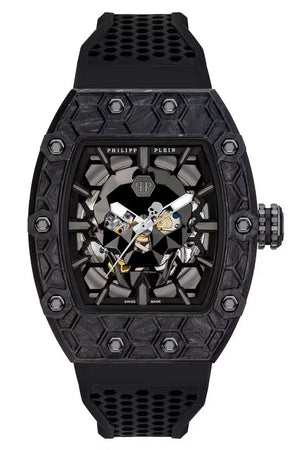 Philipp Plein The Skeleton Black Dial Black Silicone Strap Watch for Men - PWVBA0423 Authentic Buy Shop Now