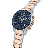 Maserati SFIDA Chronograph Blue Dial Two Tone Steel Strap Watch for Men - R8873640022 Authentic Buy Shop Now